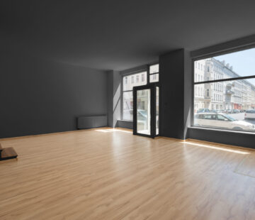 empty shop interior with shopping window